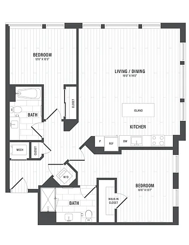 Floor plan 2 Bed/2 Bath-E7