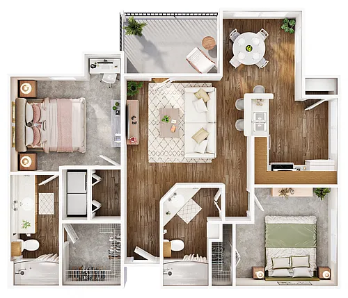Floor plan B2 - 2bed/2bath