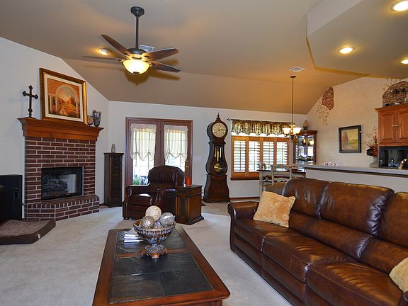 Kitchen overlooks large living room