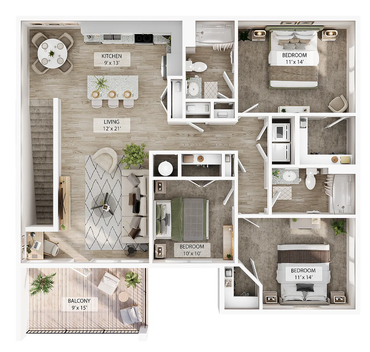 Floor plan 3 BR - Grand Overlook