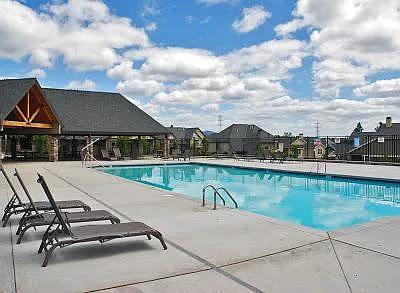 Community pool with restricted access.