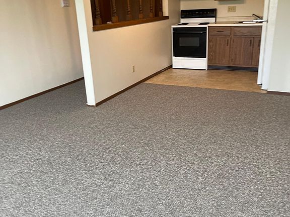 view from living room into kitchen