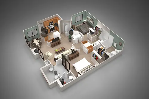 Floor plan Two Bedroom/Two Bath
