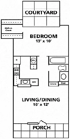 Floor plan 1 bed/1 bath Capri