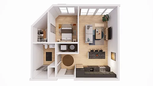 Floor plan 1 Bed 1 Bath G