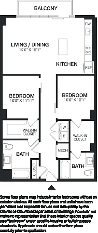 Floor plan 2 Bed/2 Bath-B5