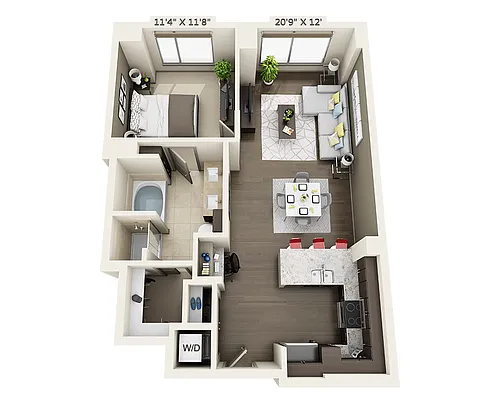 Floor plan One Bedroom A1K