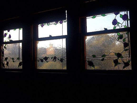 Stained glass on stairwell
