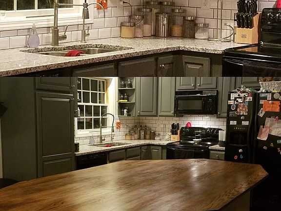 Kitchen with island to seat up to 10.