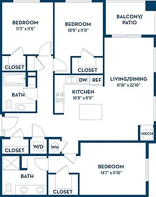 3 Bedroom | 2 Bath | 1436 SF 3 Bedroom | 2 Bath | 1436 SF