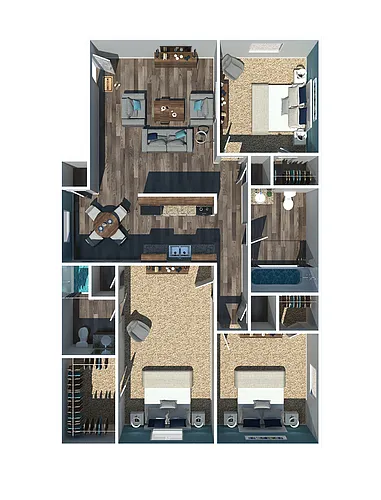 Floor plan 3 Bedroom 2 Bath