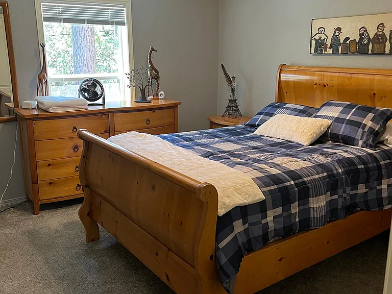 Master Bedroom with large closet and ensuite and ceiling fan