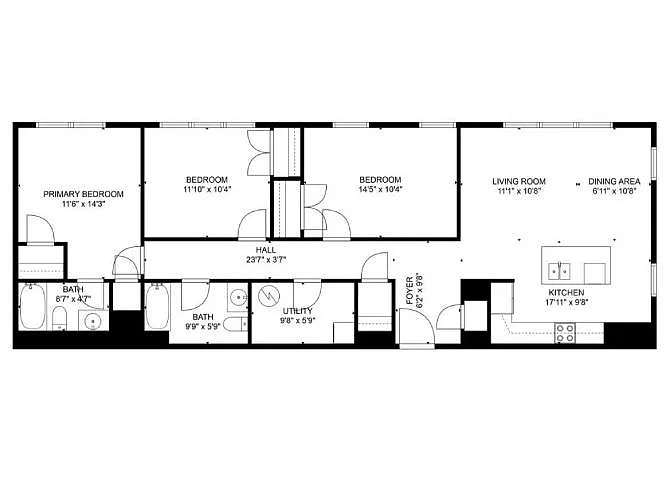 Floor plan 3 Bed / 2 Bath