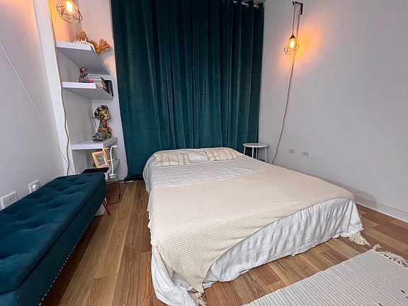 bedroom with shelving