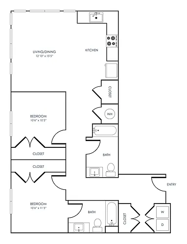Floor plan 2 Bedroom 22A