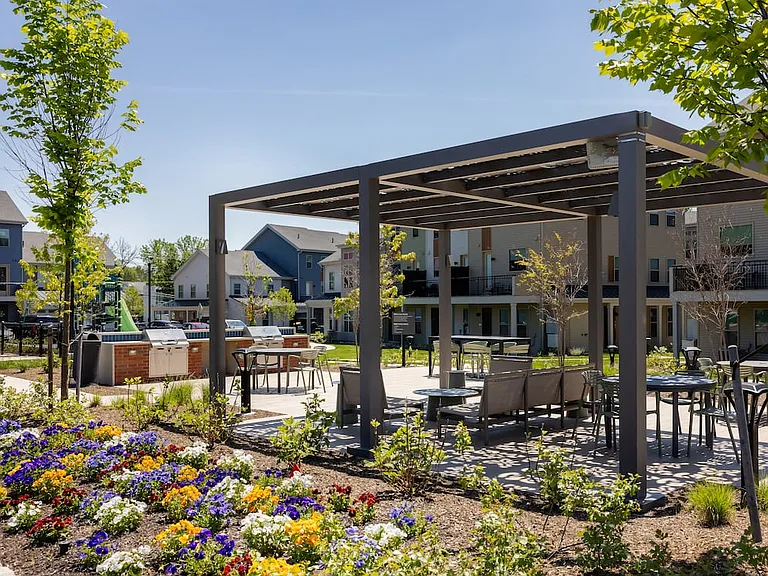 Townhome courtyard with grilling station and tot lot