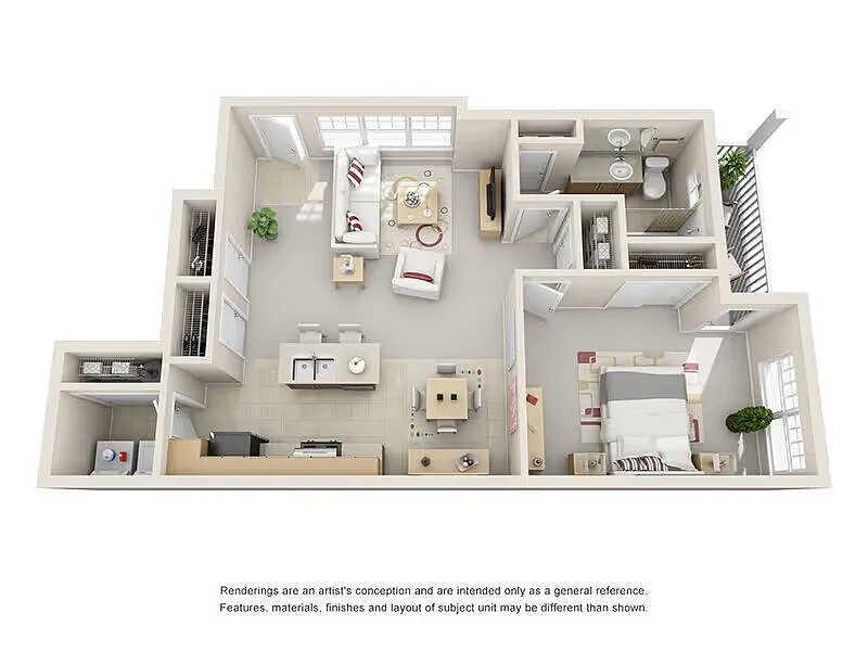 Floor plan 1BD, 1BTH B