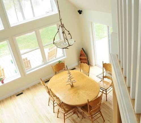 Dining room is open to the living room and kitchen.