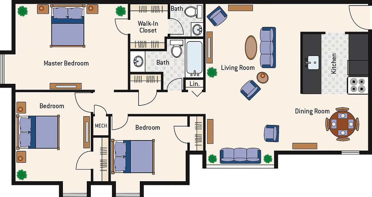 Floor plan 3 Bedroom 1.5 Bath