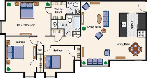 Floor plan 3 Bedroom 1.5 Bath