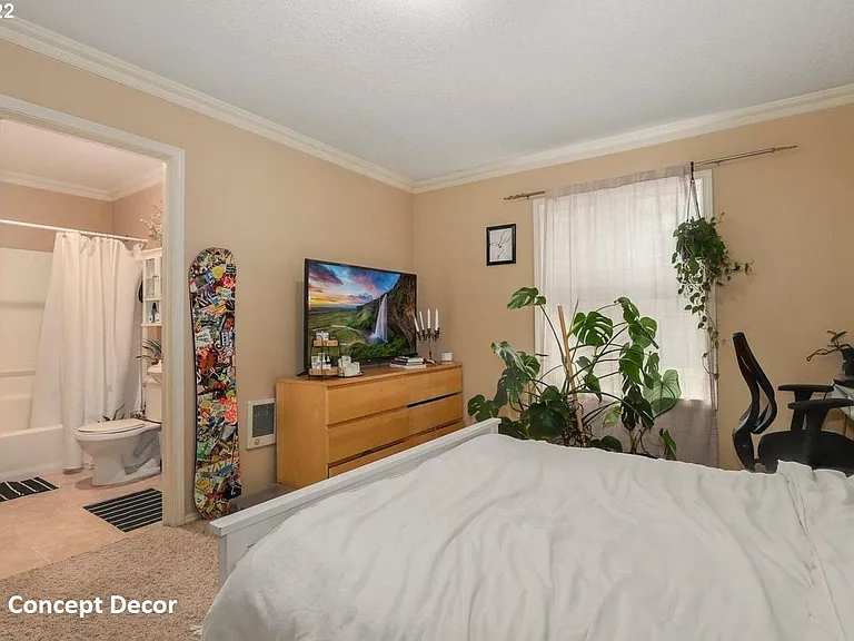 Top back bedroom concept decor view.