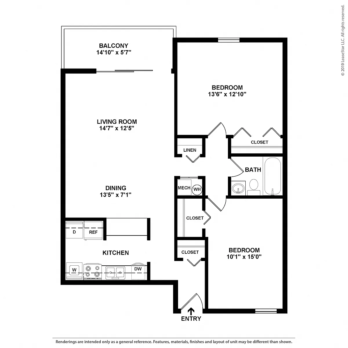 Floor plan 2 Bed 1 Bath