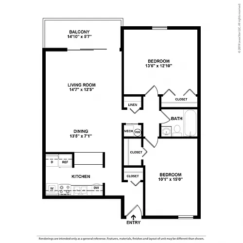 Floor plan 2 Bed 1 Bath