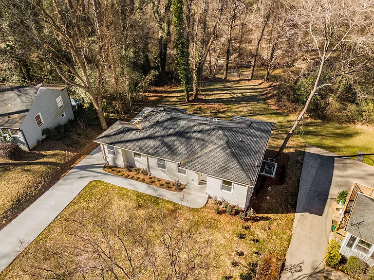 Aerial shot of the house