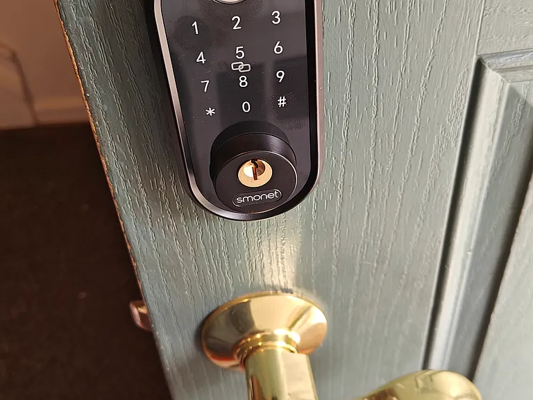 Fingerprint or code entry into home