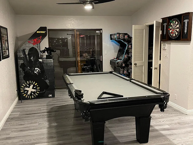 Indoor recreation; pool table and arcade games.