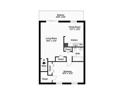 Floor plan One Bedroom 2nd Floor