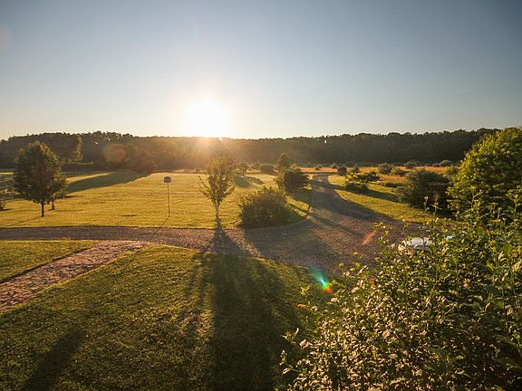 Early morning view above the front lawn