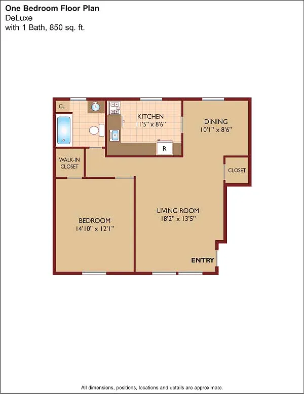 Floor plan $2.32/sq.ft. - One Bedroom Deluxe