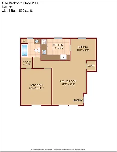 Floor plan $2.29/sq.ft. - One Bedroom Deluxe