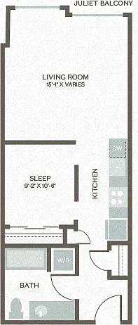Floor plan Open One Bed 5