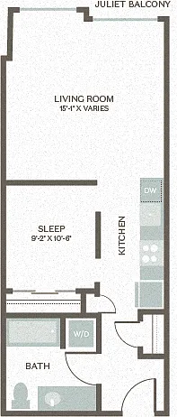 Floor plan Open One Bed 5