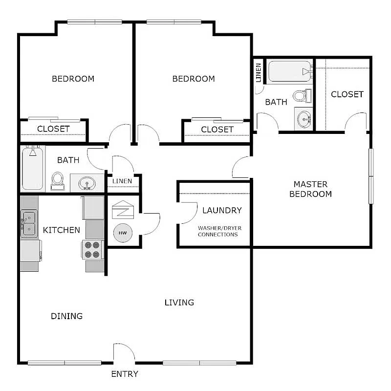 Floor plan 3 BED 2 BATH UPPER END
