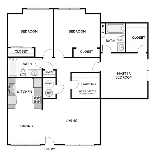 Floor plan 3 BED 2 BATH UPPER END