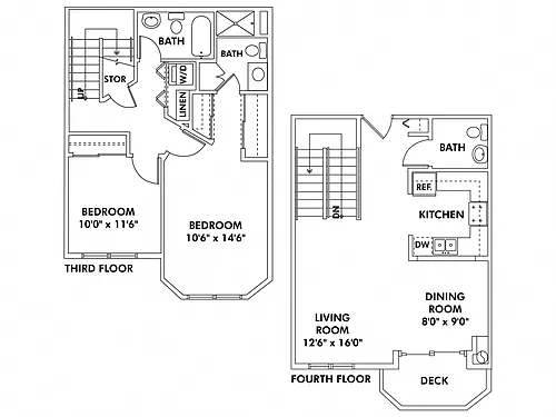 Floor plan B2 - 2 Bedroom Townhome