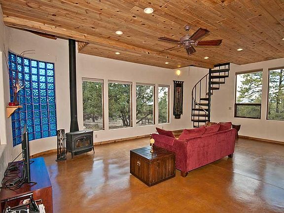 Living room with wood burning stove