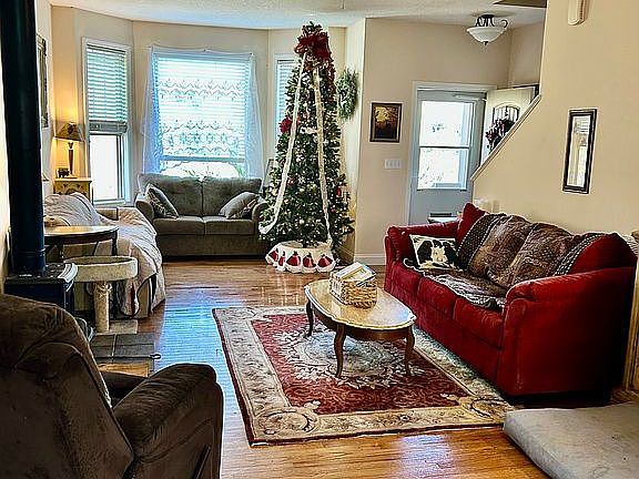 Living area with wood stove