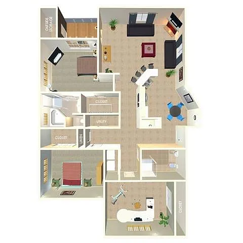 Floor plan 3 Bed 2 Bath