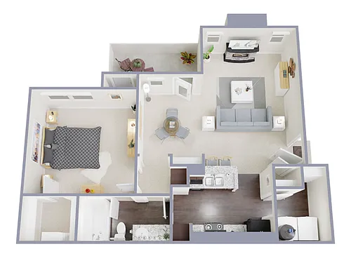 Floor plan 1 Bed, 1 Bath E (140% Income Restricted)
