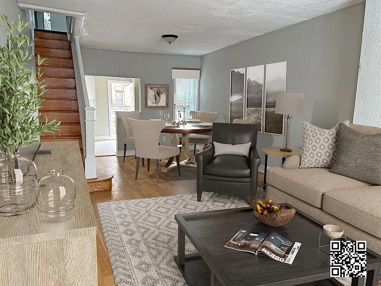 Virtually Staged Living & Dining Room