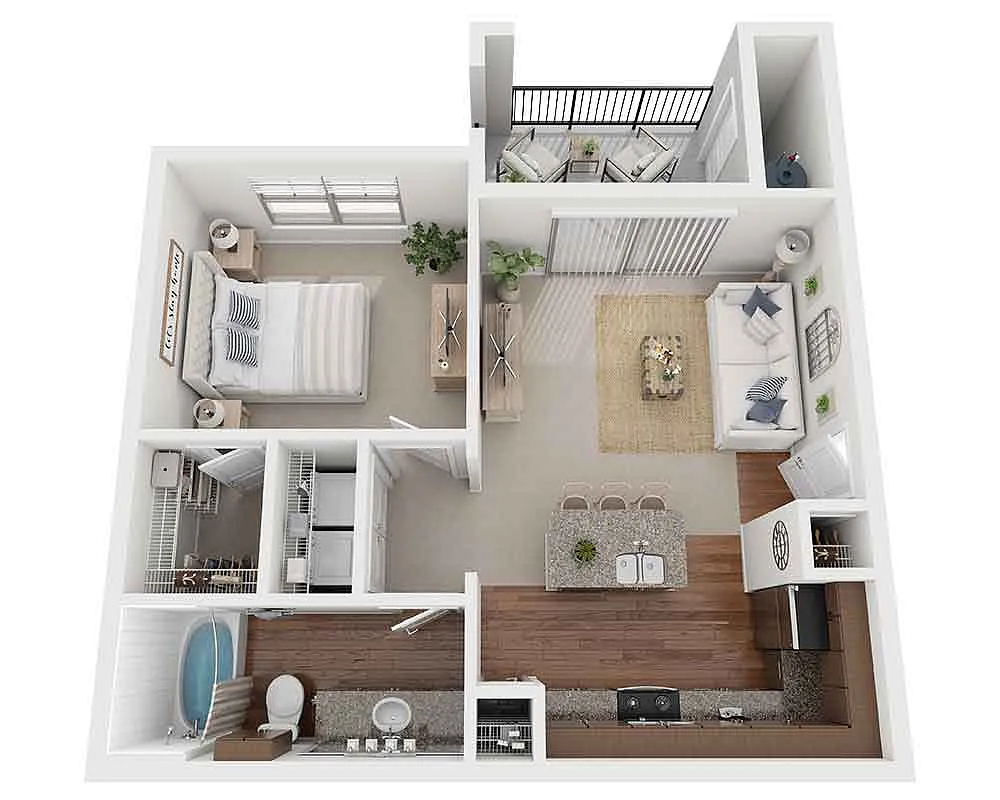 Floor plan One Bedroom A1A