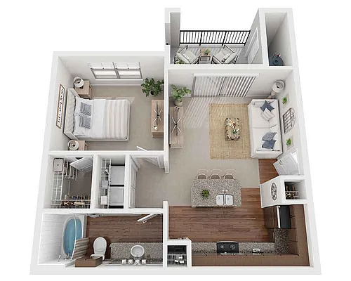 Floor plan One Bedroom A1A
