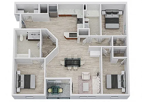 Floor plan Three-Bedroom