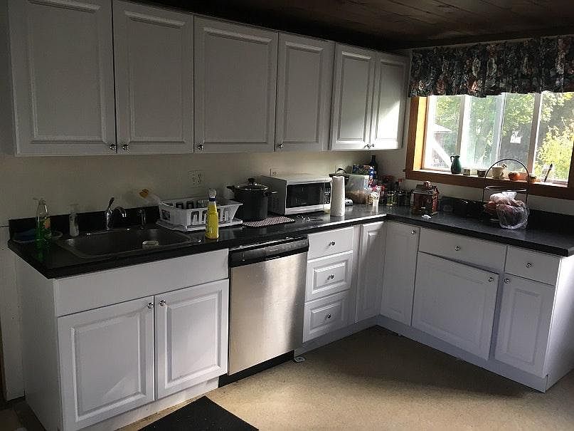Kitchen counters, cabinets, dishwasher, all new