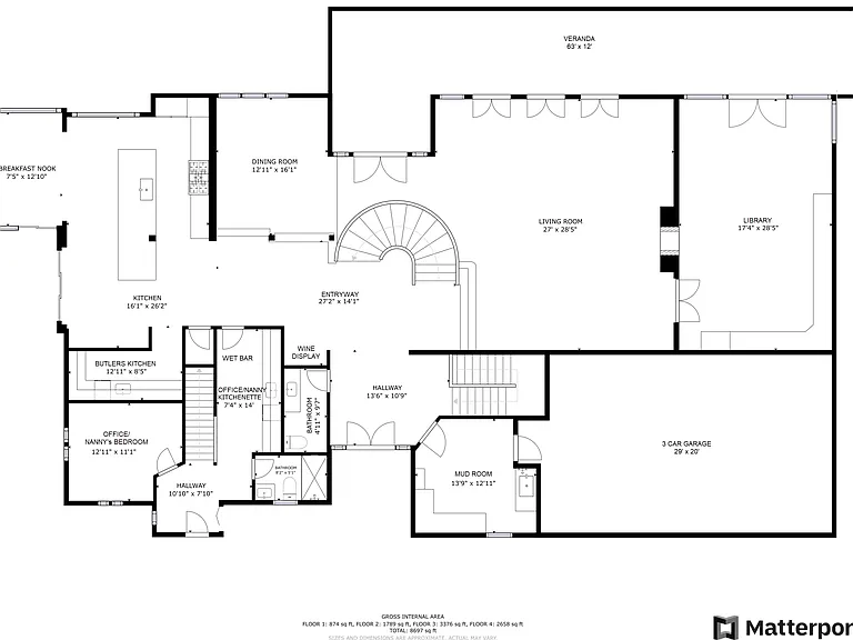 Main floor: 3,376 SQFT of entertaining, with a separate Nanny or Office entry