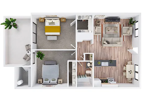 Floor plan 2 Bed - 1 Bath